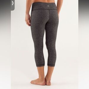 Lululemon Wunder Under Crop Herringbone Black / Black